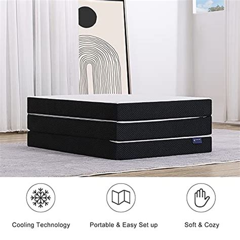 S SECRETLAND 4 Inch Tri Folding Mattress Memory Foam Folding Mattress