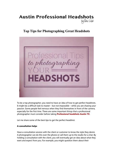 Top Tips For Photographing Great Headshots By Austin Professional Headshots Issuu