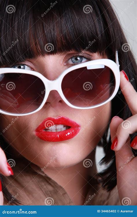 Close Up Of Brunette Wearing Sunglasses Stock Photography Image 34465402