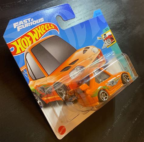 Hot Wheels Toyota Supra Orange Tooned Short Card Hard To Find Collector Miniature Model