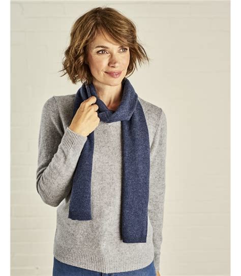 Denim Marl Womens Cashmere Merino Classic Scarf Woolovers Us