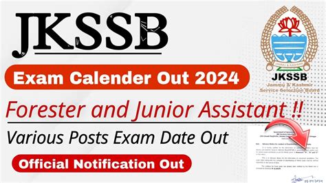 JKSSB Exam Calendar Out 2024 JKSSB Exam Date Out 2024 Official