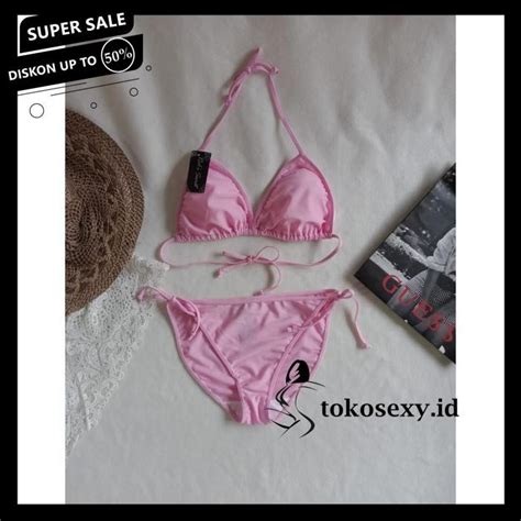 Jual Bikini Pantai Segitiga Ikat With Foam Bk R Pink Baby Bikini