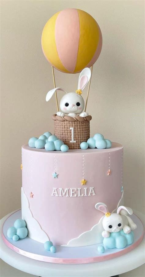 Cute Hot Air Balloon Cake Designs Cute Bunny In Hot Air Balloon Cake
