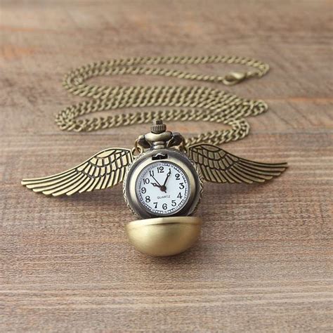 Harry Potter Vintage Pocket Watch Necklace Golden Flying Thief Male