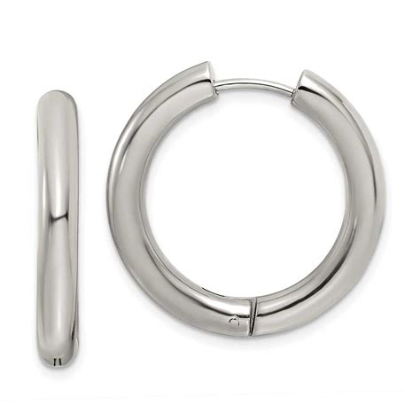 Stainless Steel Polished 4mm Hinged Hoop Earrings Precious Accents Ltd