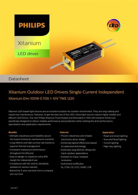 Pdf Xitanium Philips Xitanium Led Driver Datasheet