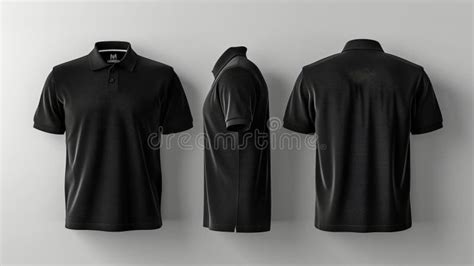 Realistic Front and Back Mockup of Male Black Polo Shirt Stock ...