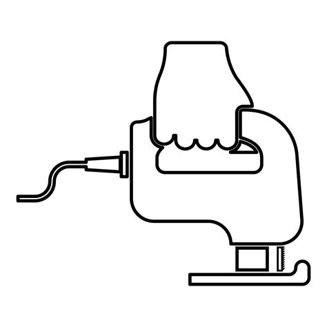 Electric Fretsaw Tool Hand Jig Saw In Use Arm Contour Outline Icon