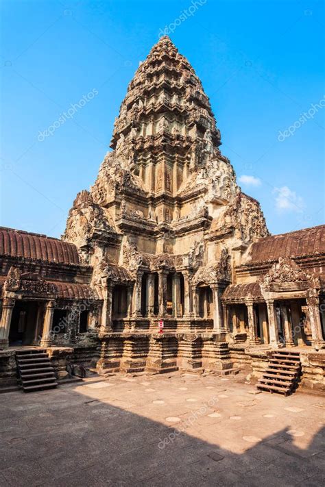 Torre Principal Del Templo De Angkor Wat En Siem Reap En Camboya