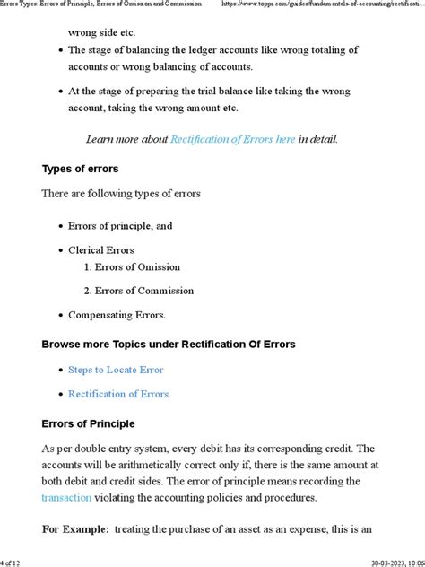 Errors Types Errors Of Principle Errors Of Omission And Commission