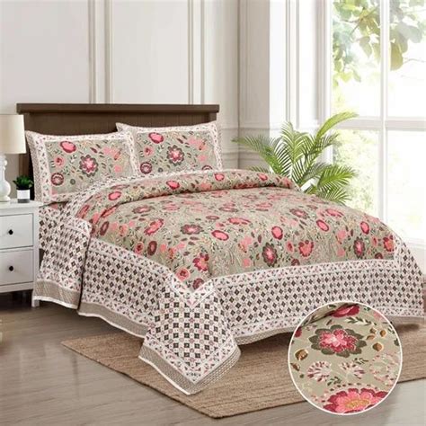 Size Double Cotton Printed Kantha Style Bed Sheet For Home Hotel At