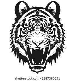 Tiger Head Embleme Sport Team Black Stock Vector Royalty Free