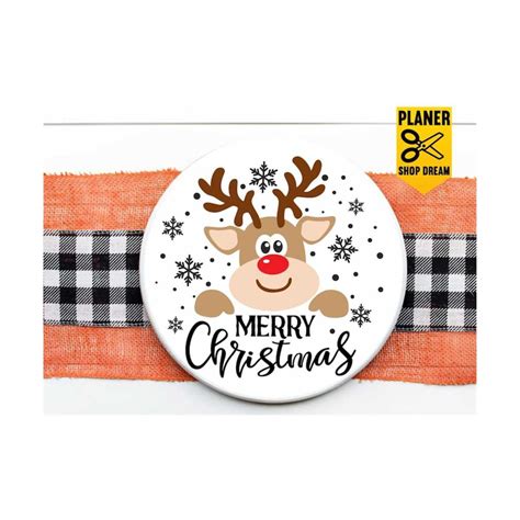 Merry Christmas Svg Reindeer Welcome Svg Farmhouse Svg Roun Inspire Uplift