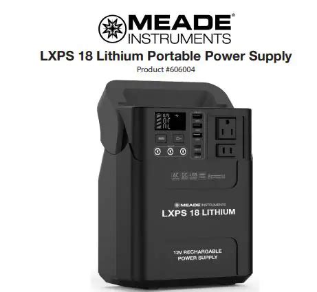 Meade Lxps Lithium Portable Power Supply Instruction Manual