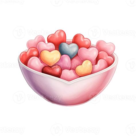 Ai Generated Sweet Love Symphony Valentine Candy Bowl Tempting Sugary