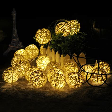 Creative Rattan Ball Light String Battery Powered Fairy Lamp Christmas