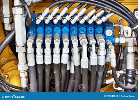 Hoses Of Hydraulic Machine Stock Photo Image Of Hydraulics