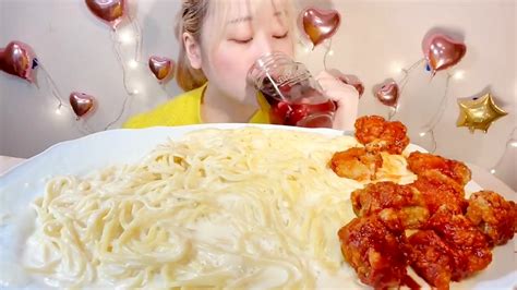 Asmrチーズクリームパスタ激辛ブルダックチキンcheesecreampastaspicychicken【