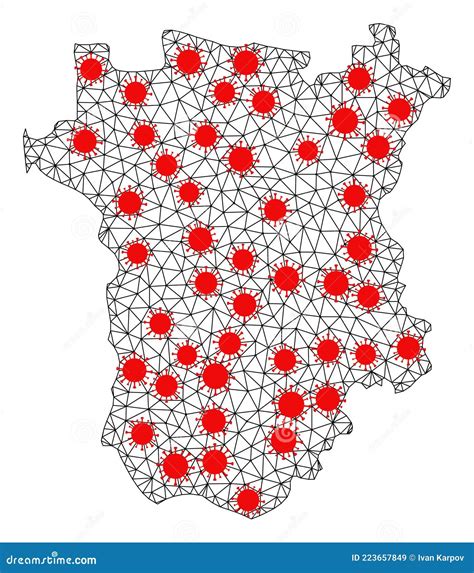 Carcass Polygonal Map of Ichkeria with Red Covid Centers Stock Vector ...