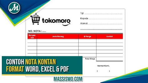 Contoh Nota Kontan Penjualan Gratis Dan Bisa Di Edit Word Excel