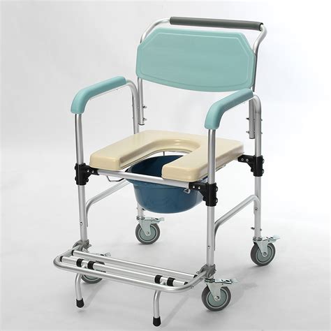 In Commode Wheelchair Bedside Toilet Shower Seat Bathroom Rolling