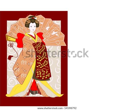 Vector Japanese Geisha Fan เวกเตอร์สต็อก ปลอดค่าลิขสิทธิ์ 54598792