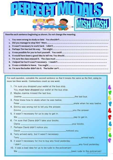 Perfect Modal Mish Mash English Esl Worksheets For Distance Learning