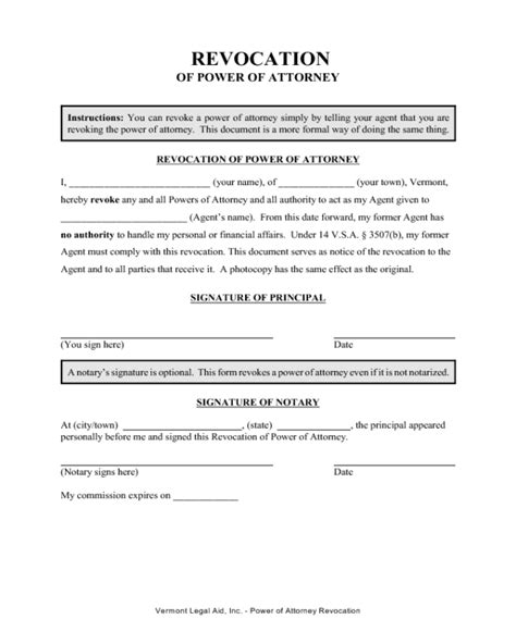 Free Printable Revocation Of Power Of Attorney Form Free Templates