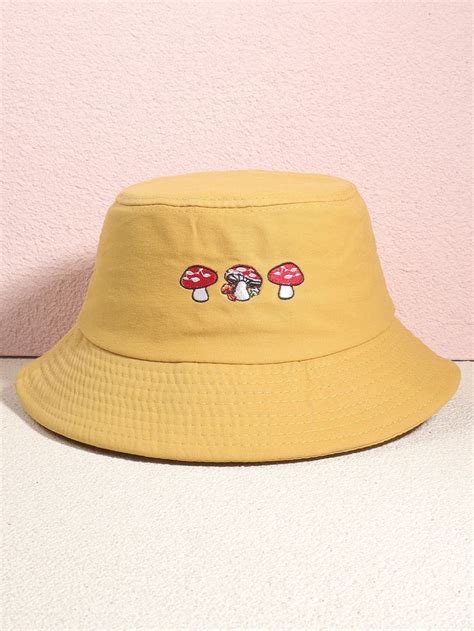 Mushroom Embroidery Bucket Hat Bucket Hat Embroidery Aesthetic