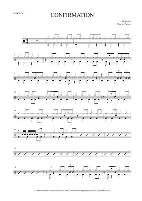 Confirmation Arr The Sheet Music Library By Charlie Parker Sheet Music For Drums At Sheet