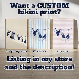 Bikini Art Print Printable Navy Bikini Beach Illustration Bikini Hanging Poster Bathing Suit