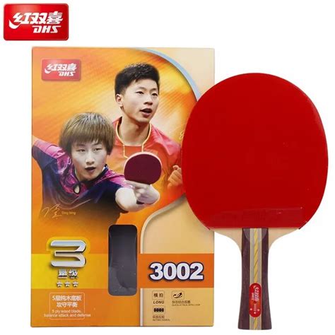 DHS Original 3 Star Table Tennis Racket (3002, 3006) with Rubber (PF4 1, Pips in) Ping Pong Bat ...