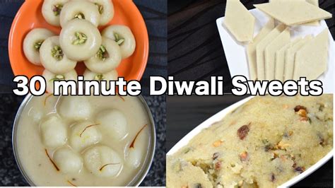 4 Quick And Easy Diwali Sweets Recipes 4 Instant Deepavali Sweets Youtube