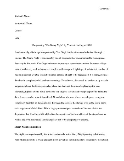 SOLUTION: The Starry Night Fnl 1 - Studypool