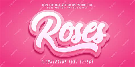 Efecto De Texto 3d Editable De Rosas Estilo De Fuente De Efectos De San Valentín Vector Premium