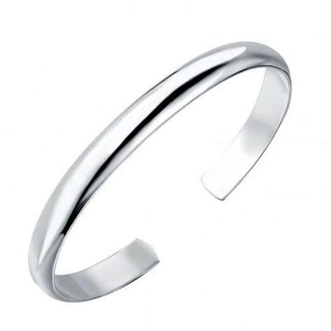 Solid 18ct White Gold 6mm Open D Shape Cuff Bangle Solid Gold Bangle Bracelets For Men Cuff