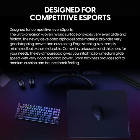 Pulsar ES2 eSports Mouse Pad - Black - Ausmodshop