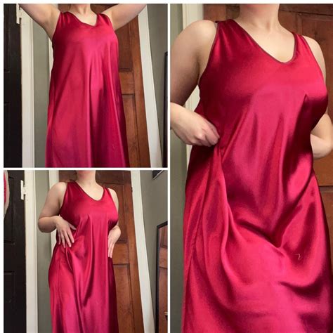 Y2K Lingerie Red Slip Dress A Versatile Silky Depop