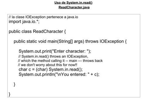 Import Java Io Public Class ReadCharacter Public Static Void Main