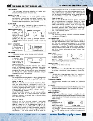 Fillable Online Glossary Of Fastener Terms Fax Email Print Pdffiller