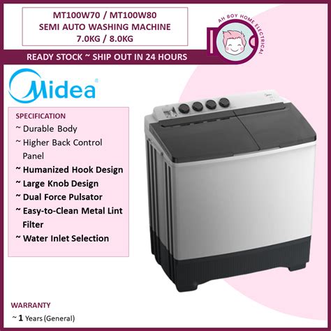 Midea Semi Auto Washing Machine Kg Kg Mt W Mt W