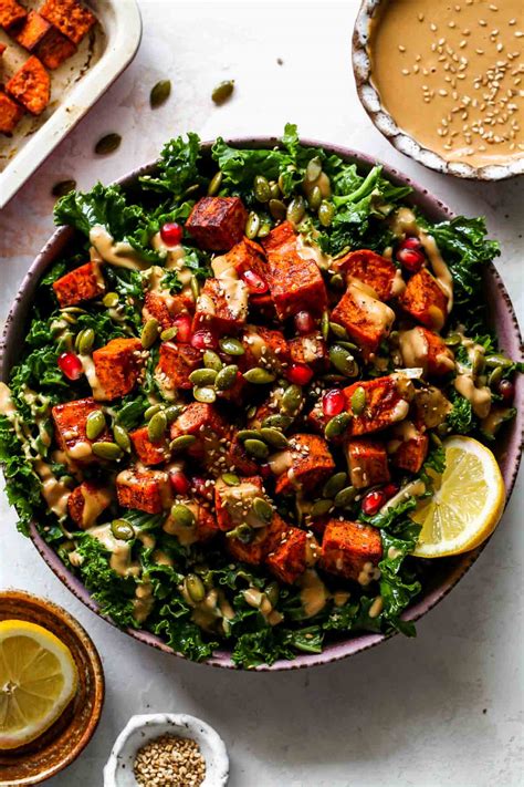 Sweet Potato Kale Salad With Almond Butter Dressing Dishing Out Health