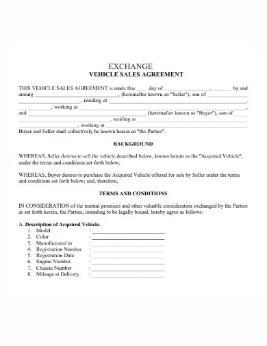 FREE 10 Vehicle Exchange Agreement Samples In MS Word Google Docs