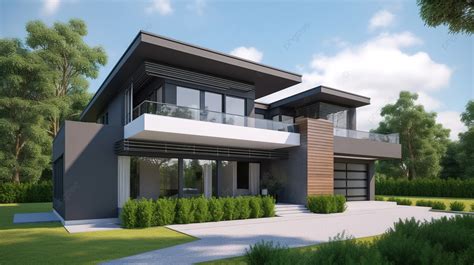 Exterior Of Contemporary House In 3d Rendering Background Villa Front