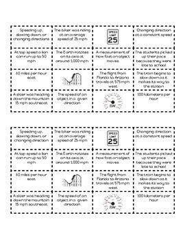 Speed Velocity And Acceleration Cut Paste Sorting Activity Tpt