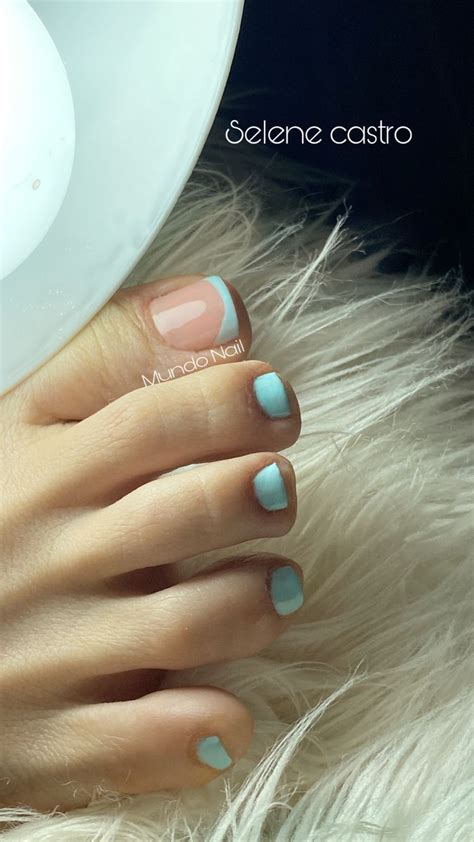 Acripie baby blue Uñas de gel para pies Uñas de los pies azules