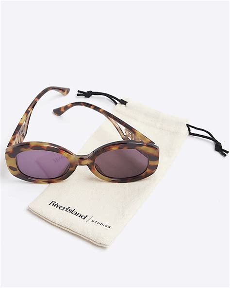 Brown Ri Tortoise Shell Round Sunglasses River Island