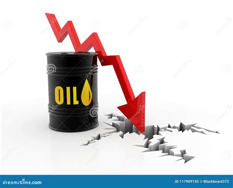 Oil Barrels With Falling Oil Price Graph D Render Stock Illustration