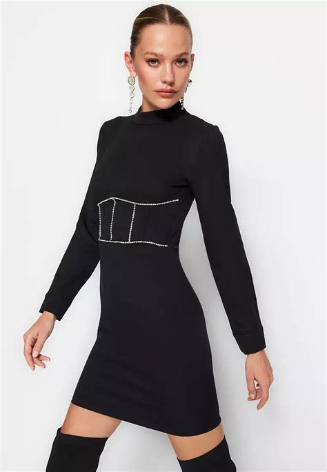 Buy Trendyol Fitted Mock Neck Mini Dress Online Zalora